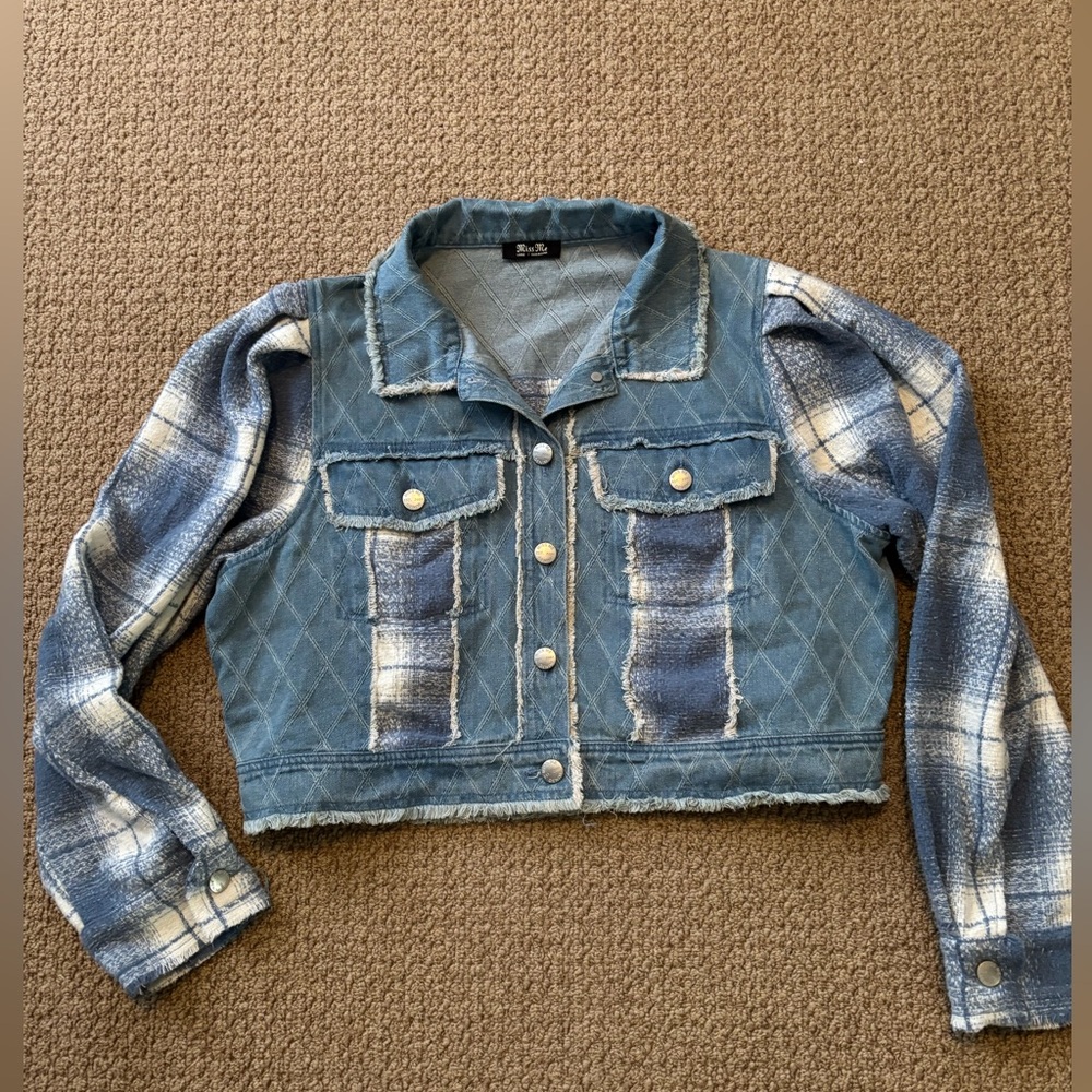 Vintage Miss Me Light Blue Sweater and Denim Jacket